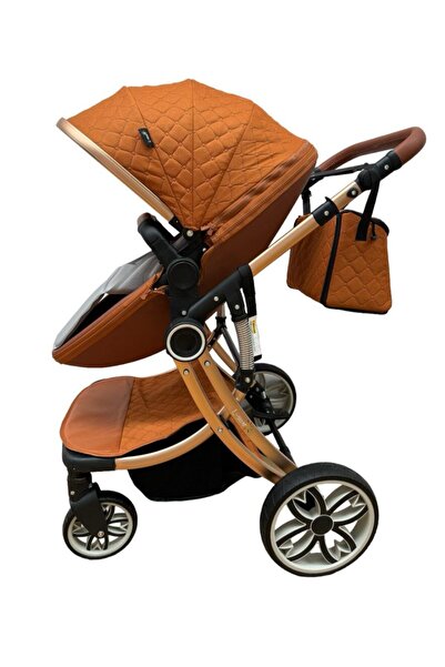 L-Sun 3-in-1 Egg Stroller with Built-in Carrycot and Car Seat, 0-36 months - Orange