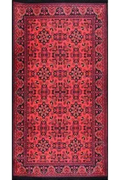 aren.HALI Siano Çerçeveli Kırmızı Polyester ve Pamuklu Kaydırmaz Tabanlı Dijital Baskı Halı