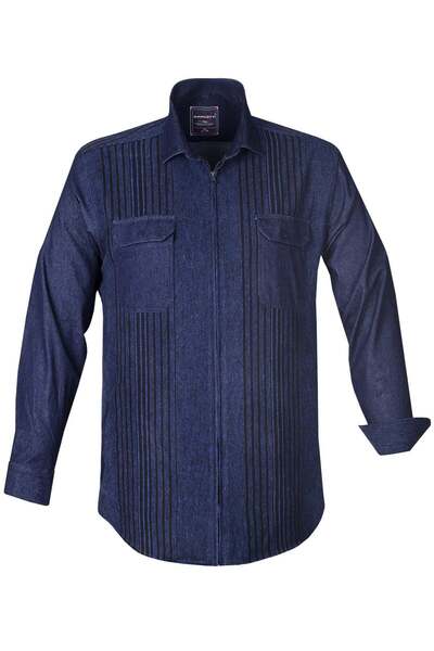 tambattal Plus Size Patchwork Lumberjack Denim Shirt (Comfortable Fit)