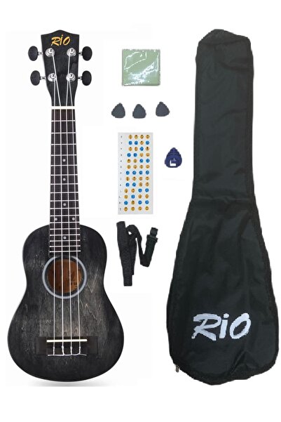 Rio Antique Solid Rose Fingerboard Black Soprano Ukulele