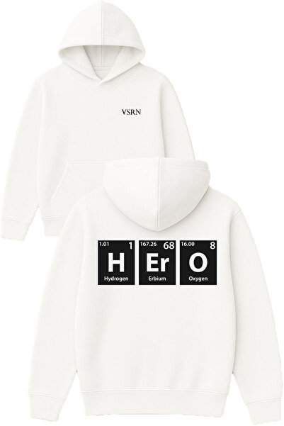 VSRN Φούτερ με στάμπα Hero Design σε λευκό χρώμα με κουκούλα