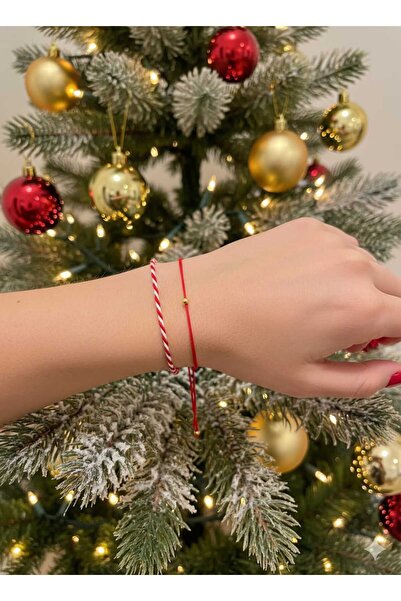 henahera accessory 2'li Yılbaşı Bilekliği Yeni Yıl Hediyesi Kırmızı İpli Şans...