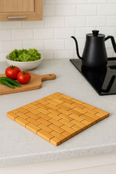 HZL HOME Bamboo - natural woven trivet 22x22 heat resistant bamboo trivet