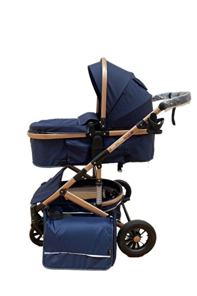 L-Sun 2-in-1 Baby Stroller Pram and Seat, Reversible Handle with Suspension, 0-36 months, Navy