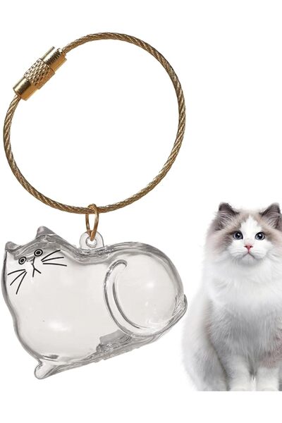 Yaratıcı sanatlar atölyesi Şeffaf Kedi Tüyü Saklama Kapsülü Gashapon Kedi Tüy...