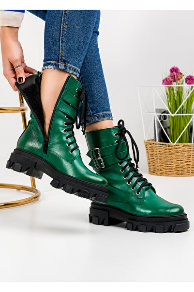 starlike Ghete dama din piele naturala verzi PCI033A