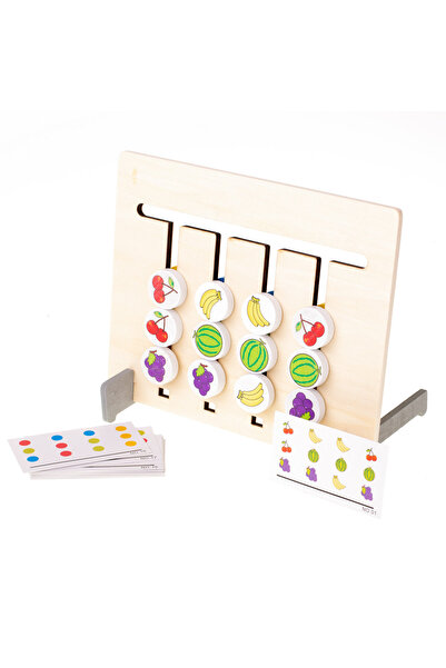 zola Jucărie educativă Montessori din lemn, Zola, 2 în 1, cu fructe și puncte colorate