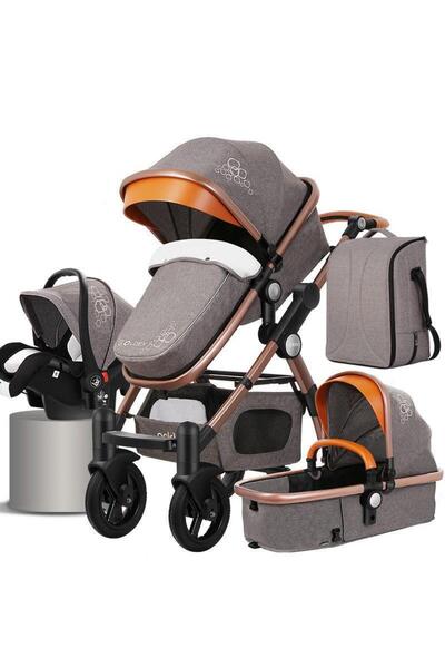 L-Sun 3-in-1 Multifunctional Stroller, Double Suspension, Reversible Telescopic Handle, Gray