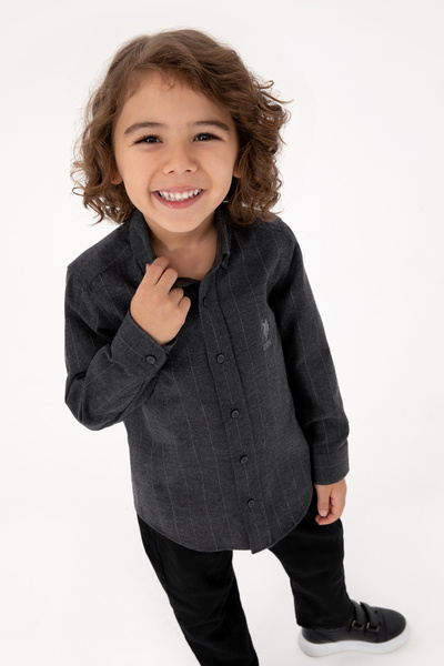 U.S. Polo Assn. Boy's Anthracite Long Sleeve Shirt 50316670-Vr006
