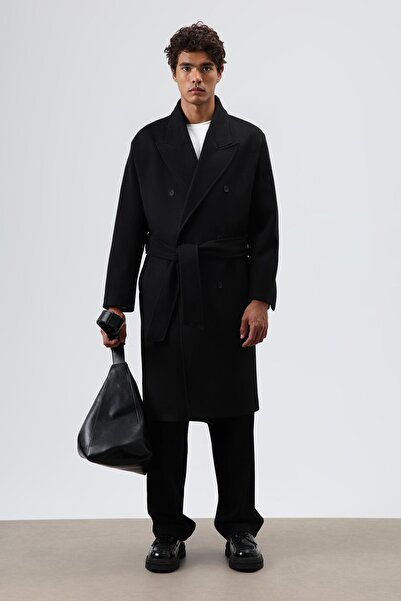 VAMOSCLO oversized διπλό πέτο Παλτό Κασέ Μαύρο