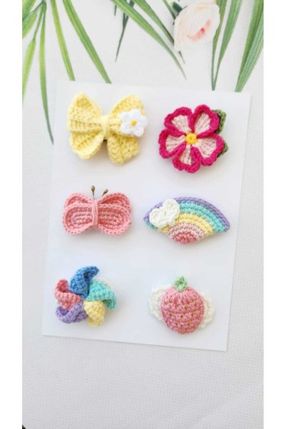 Hand Mother's Since 2024 Sacsız Bebek Tokası Handmade %100 Cotton 6'lı Klips Bebek Tokası Antialerjik Pinterest( 0-3Yaş)