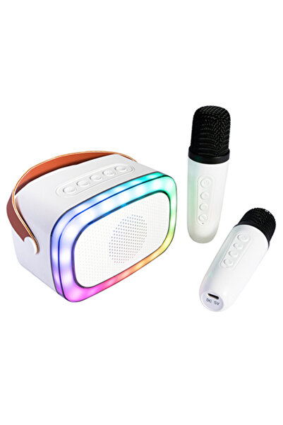 Party Boxă portabilă de karaoke cu 2 microfoane wireless, Bluetooth/USB/TWS