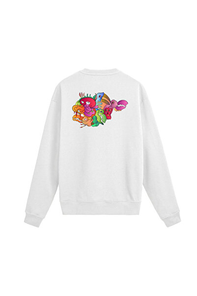 Colermi Back Printed Colorful Abstract Character Design Sweatshirt