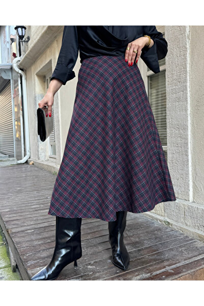 Bak'ap Premium Maxi Boy Trend Ekoseli Çan Etek