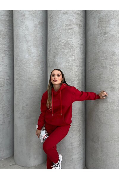 ANATOLIATEKSTILE Women's Tracksuit Set – Hooded and Pants, Urban Casual Style