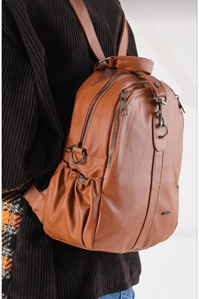 Just Polo Women's Soft Leather Backpack and Shoulder Bag 2134 Gray