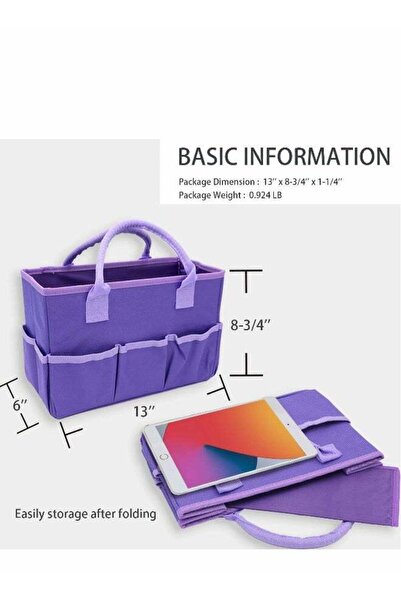 Generic Organizer Storage Tote Bag for Art & Craft Supplies, Purple Oxford