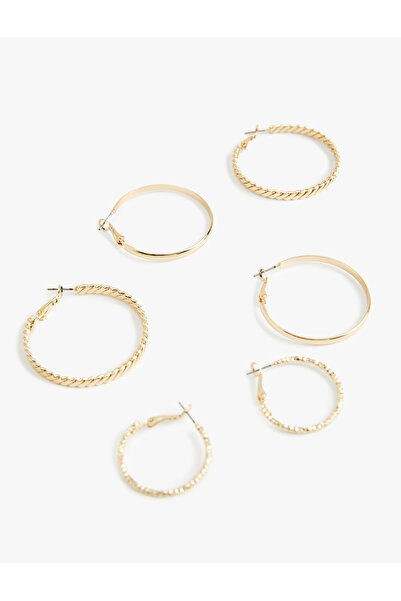 Koton Çelik Burgu 3'lü Halka Küpe Seti