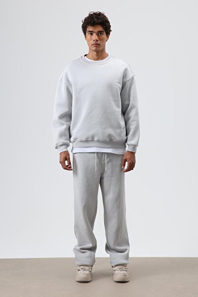 VAMOSCLO Basic Oversized Washable Sweatshirt Light Gray
