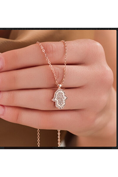 İnci Fatma ana eli zirkon taşlı kolye