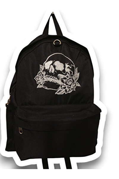 harmony factory Skull Rose Embroidered Backpack