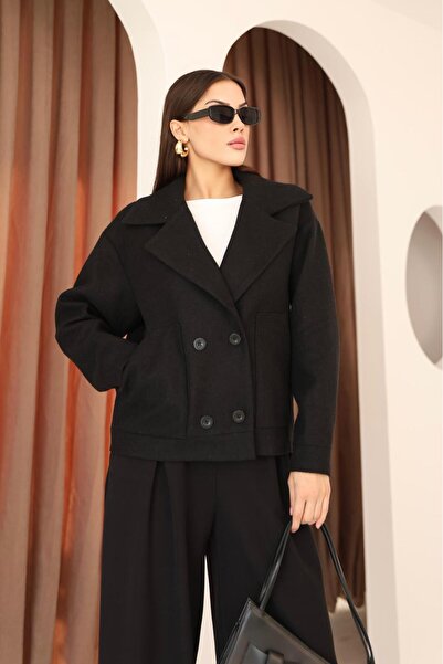 Leo Ferre Дамско кафяво палто от вълна с подплата, с по-широк крой, от новата...