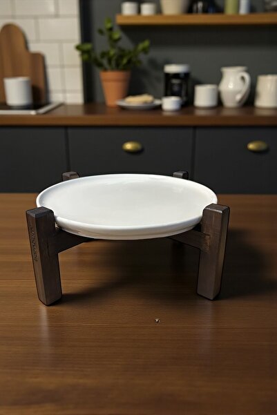 Bambum Alpina Bamboo Black Footed Ceramic Presentation Plate 26cm, Serving Plate, Dessert and Breakfast Plate