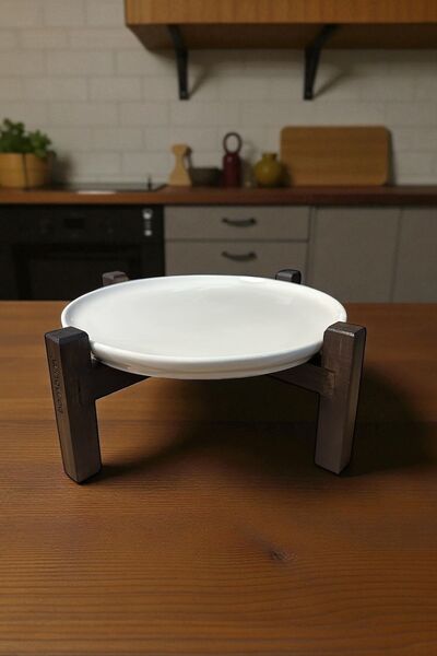 Bambum Alpina Bamboo Black Footed Ceramic Presentation Plate 26cm, Serving Plate, Dessert and Breakfast Plate