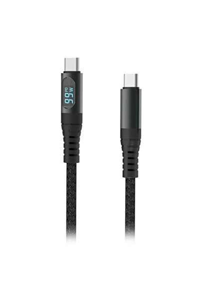 V-TAC Cablu de încărcare USB-C la USB-C de 1m cu indicator de putere, Negru