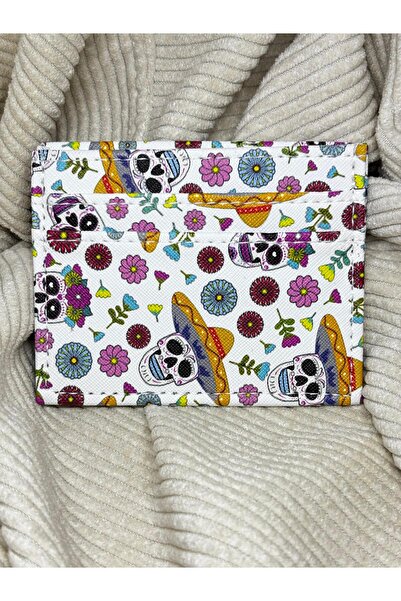bijoux uniques Skull Flower Pattern Card Holder Wallet