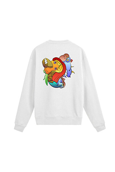 Colermi Back Printed Colorful Abstract Character Design Sweatshirt