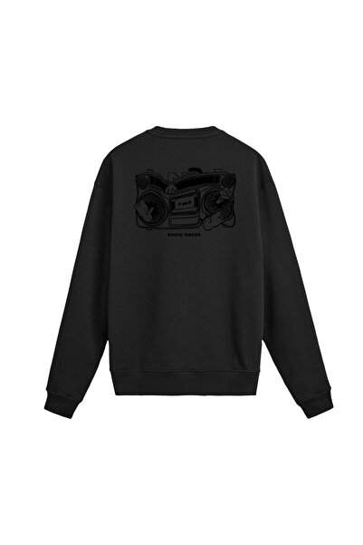 Colermi Back Printed Retro Radio Break Design Sweatshirt