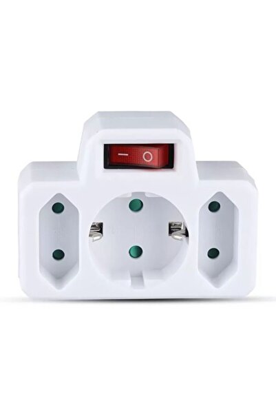 V-TAC Πολύπριζο τριών θέσεων με διακόπτη, 1 Schuko 16A + 2 Euro 2.5A, 3680W