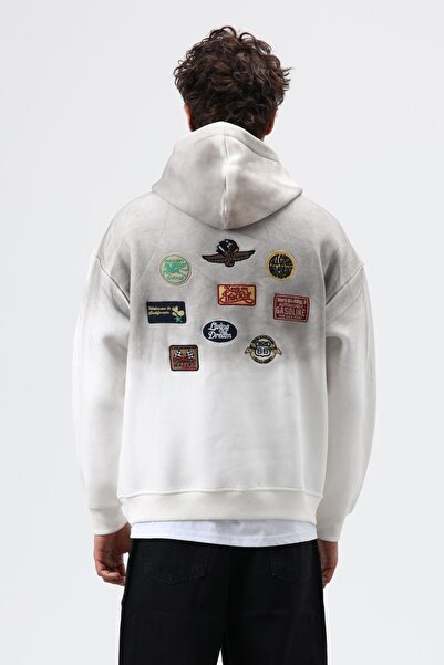 VAMOSCLO Оверсайз-светр з капюшоном та принтом, екрю