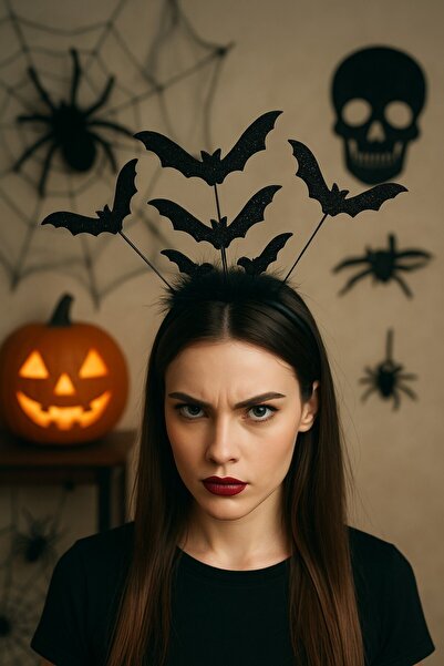 TOYFEST Women's Costume Crown Decorated with Halloween Black Feather Bats