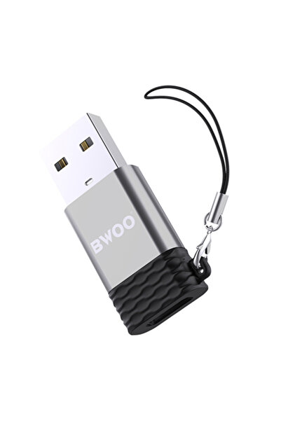 Bwoo Adaptor OTG USB-C la USB-A, 2.4A, Metalic, Gri