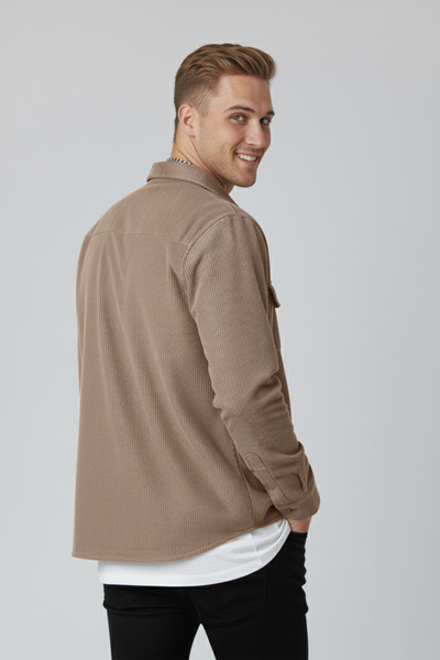 DeepSEA Ανδρικό πουκάμισο Mink ελαστικό ύφασμα Velvet Fabric Relaxed Fit – Μαλακή υφή, κομψό σχέδιο 2600759