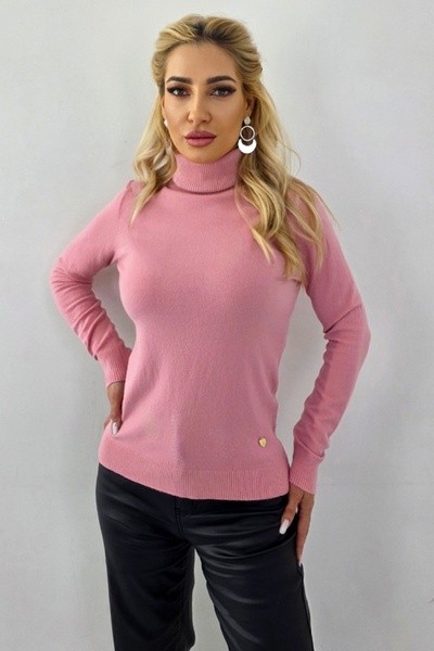 FashionForYou Pulover accesorizat din cașmir și lână, PATY Roll, cu guler rul...