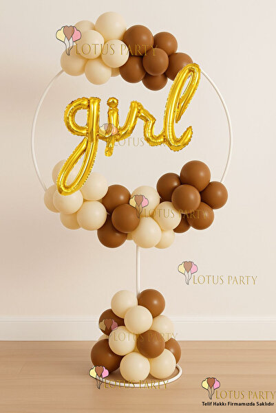 LOTUS PARTY GIRL Ayaklı Yuvarlak Stand Hastane Oda Süs Kahverengi Balon GOLD ...