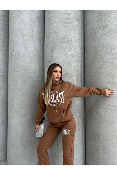 ANATOLIATEKSTILE Everlast Women's Tracksuit Set – Hooded and Pants, Casual Sport Style