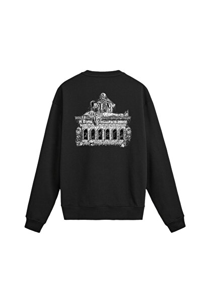 Colermi Back Printed Gothic Tomb Design Sweatshirt