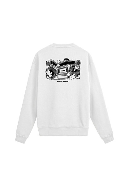 Colermi Back Printed Retro Radio Break Design Sweatshirt