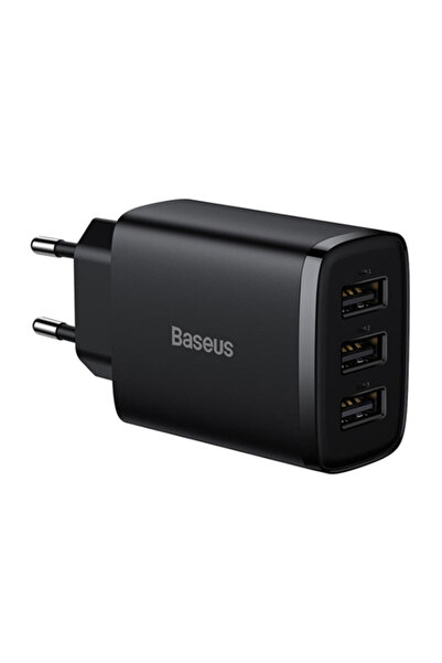 Baseus Φορτιστής τοίχου USB 3 θυρών 17W, Μαύρο