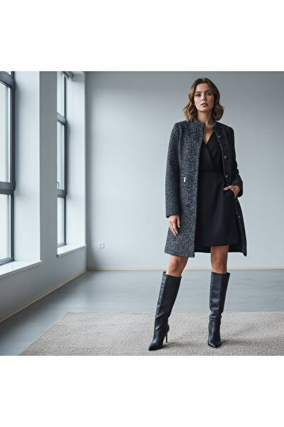 Lumora ANTRASİT KIRÇILLI KADIN UZUN KAŞE KABAN