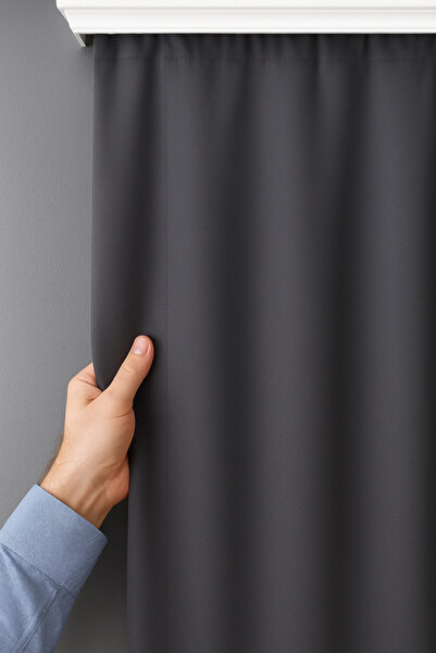 Emuz Светлонепроницаема антрацитна завеса без натрупване, не се глади Слънцез...