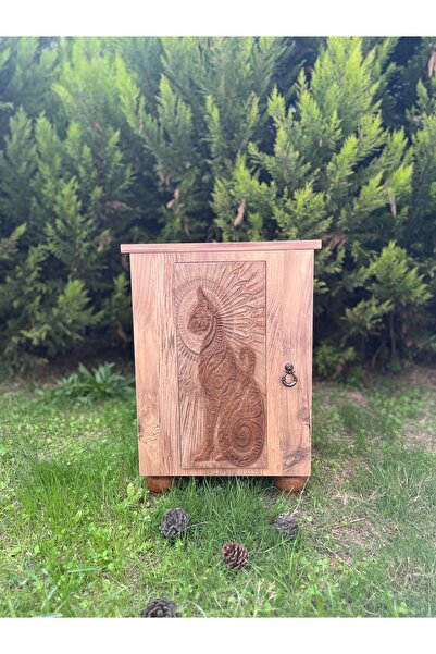 Store Misswoodtr Ra’nın Kızı “Bastet” Kedi Komodin Dolap mwt-175 1 Raflı Kapa...