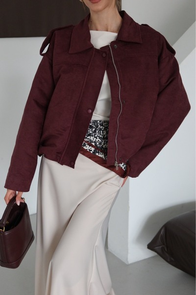 AÈC PRIVÈ Women's New Season Premium Quality Suede Bomber Jacket 7777