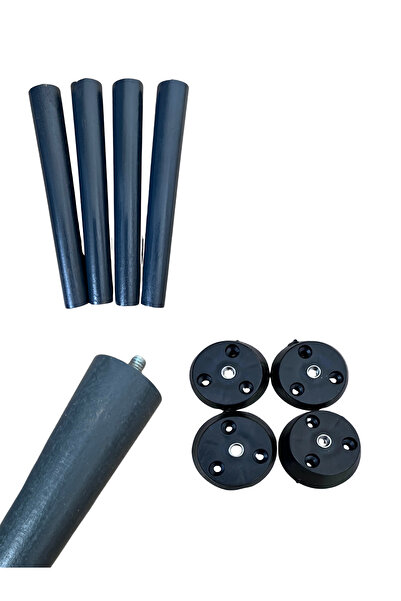 HAMADEX 38 cm Antrasit Renk Konik Ahşap Ayak 4 Adet + Bağlantı Aparatları San...