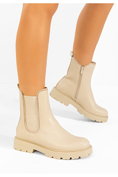 B T Shoes Μποτάκια Chelsea γυναικεία Brisaya μπεζ