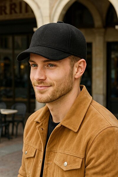 BALIENTE Black Cashmere Wool Men's Cap Hat